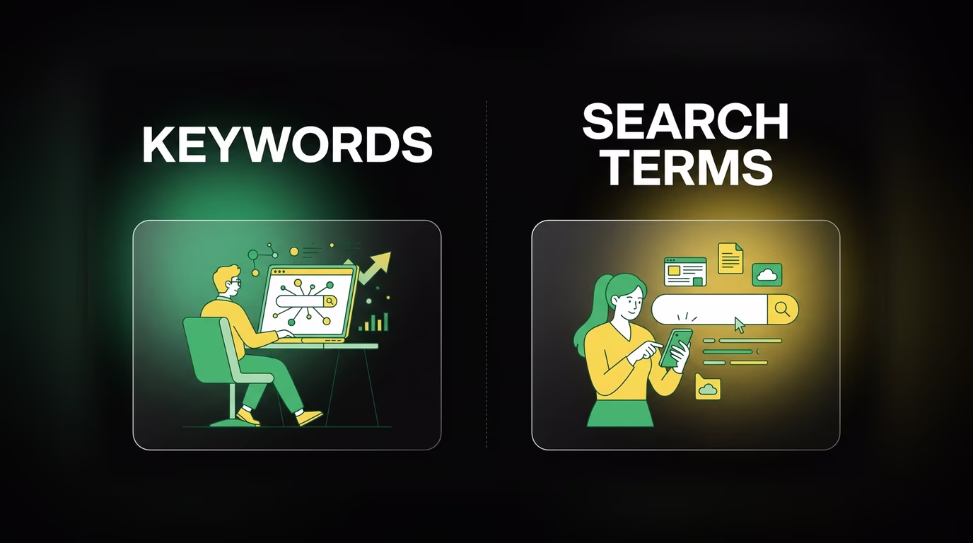 Keywords vs search terms in Google Ads